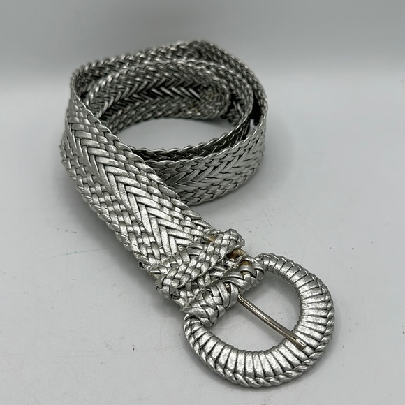 Silver metallic adjustable belt, size S/M - Picture 1 of 5